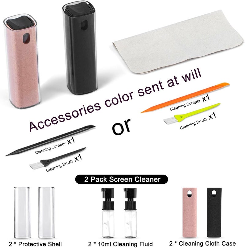 walrfid 2Pcs Screen Cleaner Spray and Wipe for Laptop Monitor and Car Screens, Phone Touchscreen Mist Cleaning Kit for Cellphone, Tablet, PC, Computer, LCD, Eyeglass, iPhone, iPad, Mac Pro - Black and Pink - Image 3